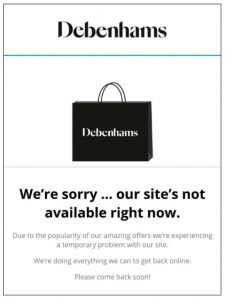 Debenhams Site Failure