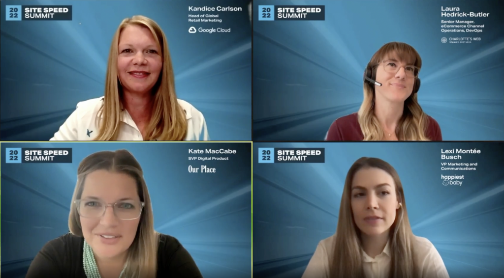 picture of 4 women on a Zoom screen discussing attracting and retaining online customers