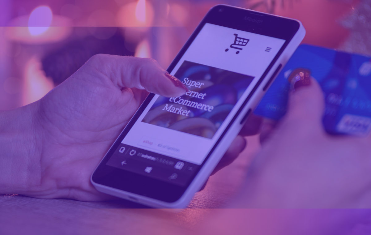 A holiday shopper browsing an ecommerce site on a mobile phone.