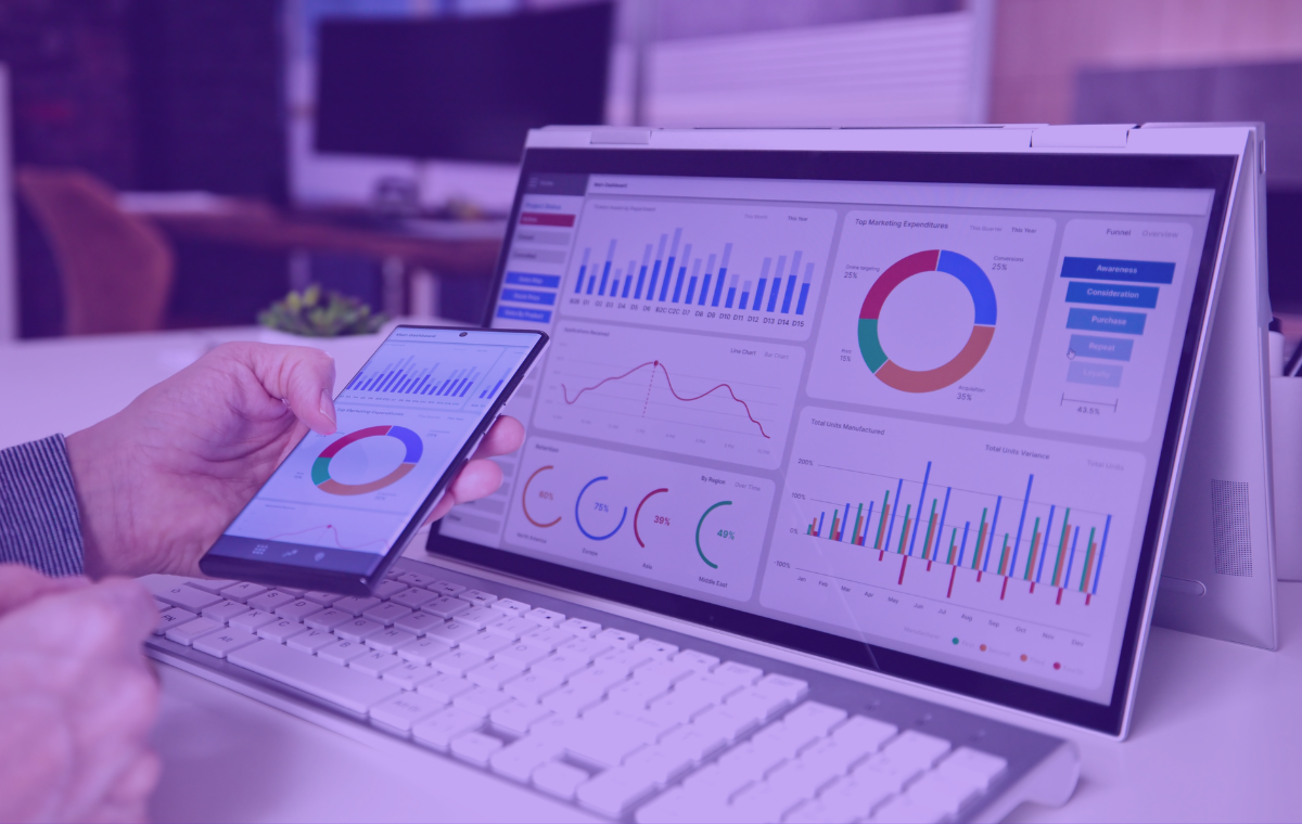 Analytics dashboard on a mobile phone and a tablet