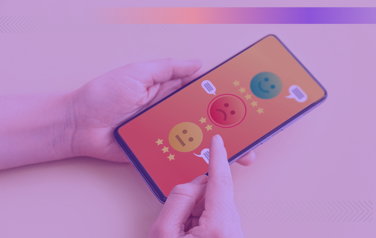 A person rating their customer experience on a mobile phone.