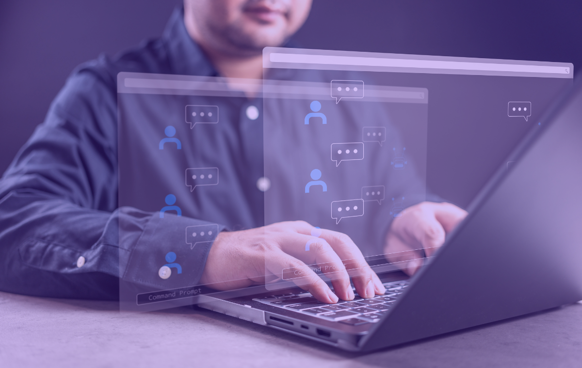 A man using a laptop to look at real user monitoring data